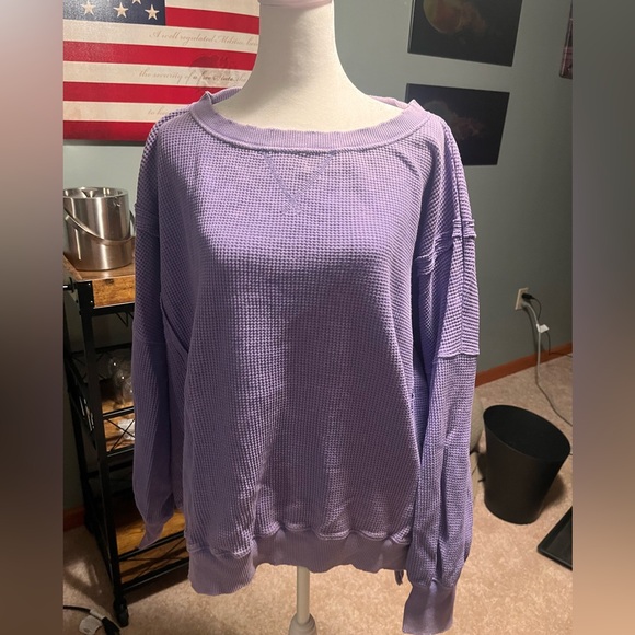 American Eagle/Aerie purple waffle long sleeve top Large - Picture 1 of 4